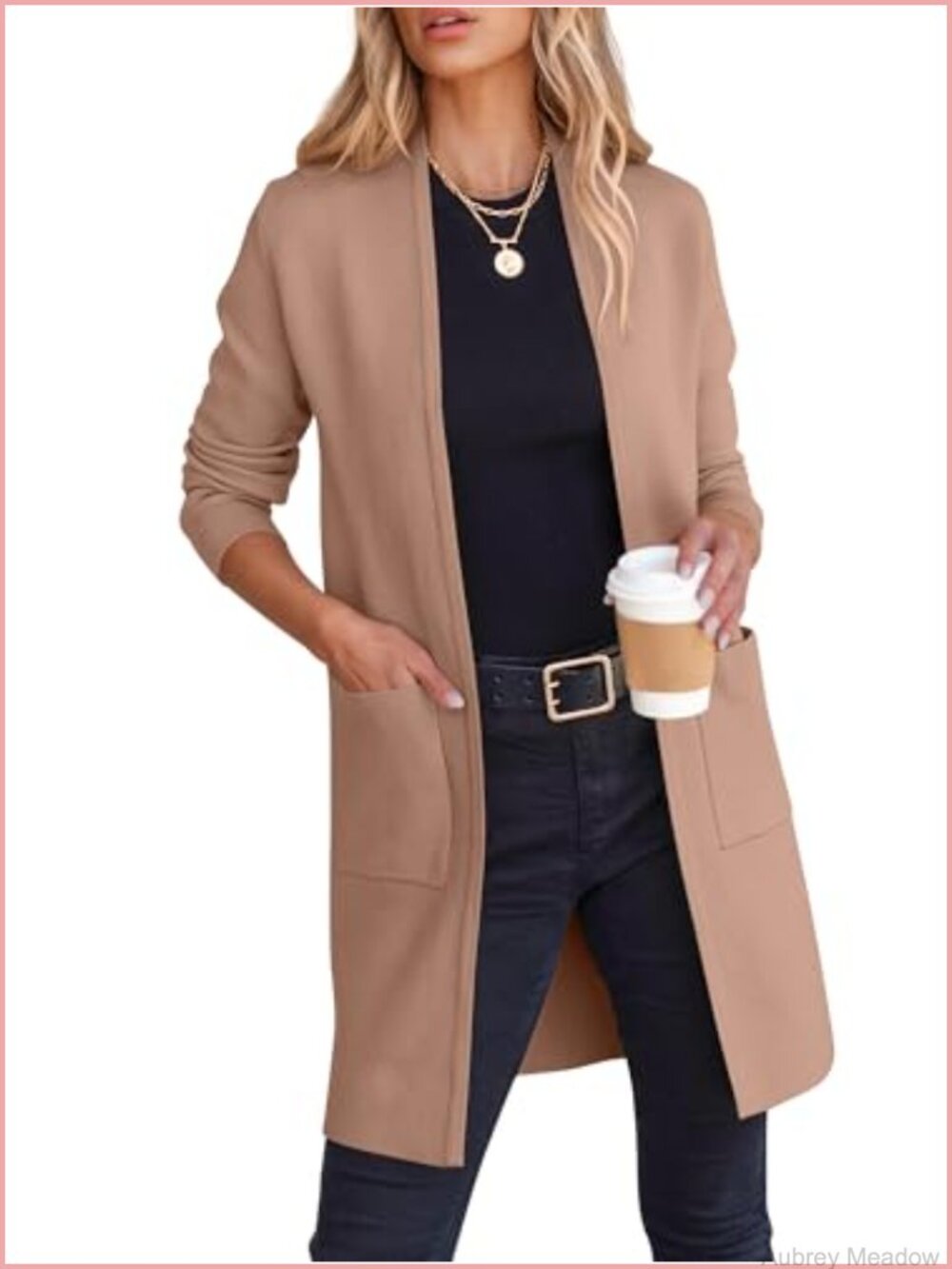 Women's Open Front Knit Cardigan Sweater Long Sleeve V-Neck Viscose Nylon